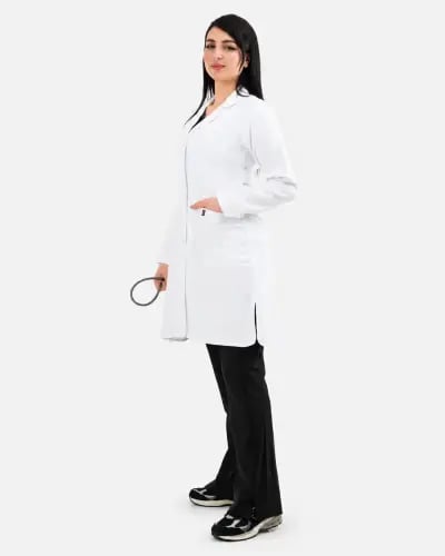 لابكوت نسائي طبي لون أبيض طول (36 إنش) المعطف الطب...