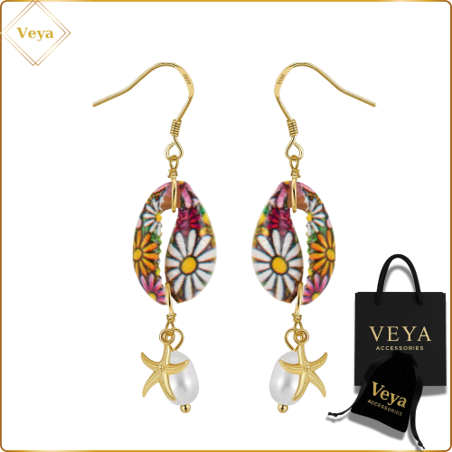 حلق متعدد الالوان مطلية بالذهب من VEYA – تصميم فاخ...