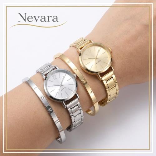 Silver watch and bracelet set