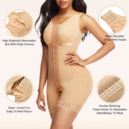 مشد كامل بشناكل امامية ودانتيل مع الصدر