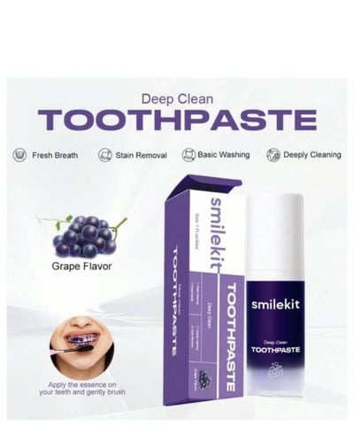 مصحح لون الأسنان، معجون لتبييض الأسنان باللون الأر...