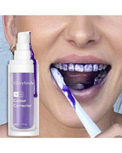 مصحح لون الأسنان، معجون لتبييض الأسنان باللون الأر...