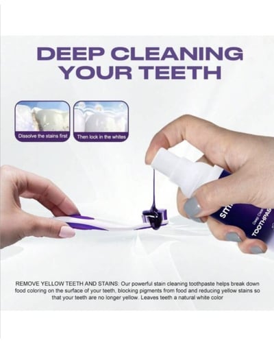 مصحح لون الأسنان، معجون لتبييض الأسنان باللون الأر...