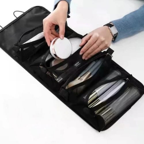 حقيبة تنظيم المكياج مناسبة للسفر اسود