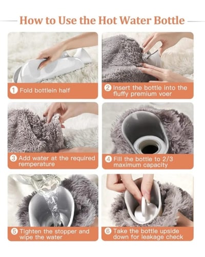 قربة ماء ساخن بغطاء قماش مخملي أسود