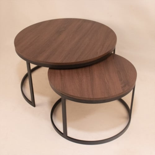 طاولتين قهوة متداخلة من هوم تيبل باللون البني