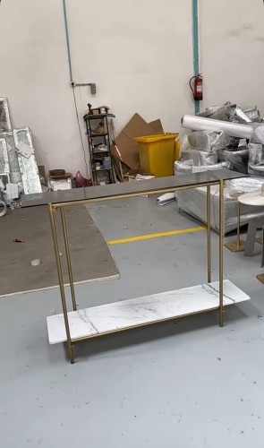 كنسول قهوة زجاج اسود ورخام صناعي