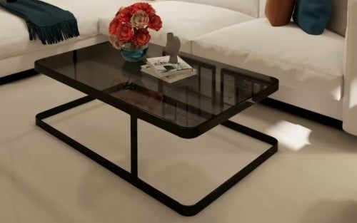 طاولة قهوة زجاج اسود