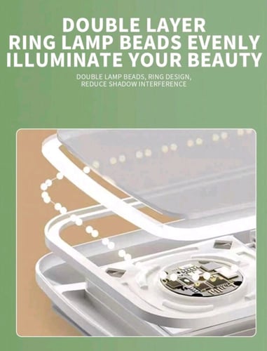 مرآة مكياج قابلة للطي بإضاءة Led بثلاثة ألوان