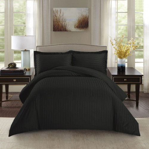 طقم سرير فندقي نفرين أسود 8 قطع