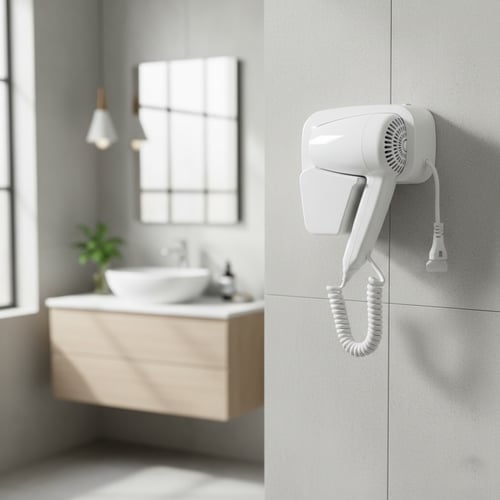 مجفف شعر فندقي لدورات المياه أبيض