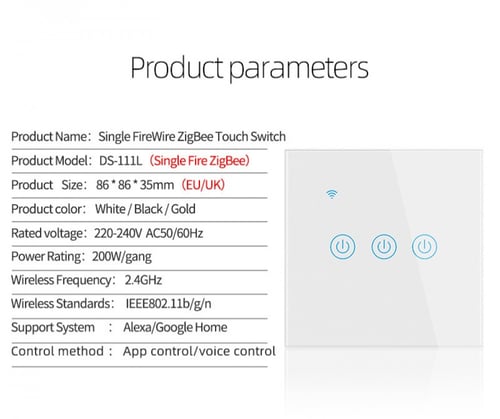 مفتاح لمس رباعي ذكي أسود