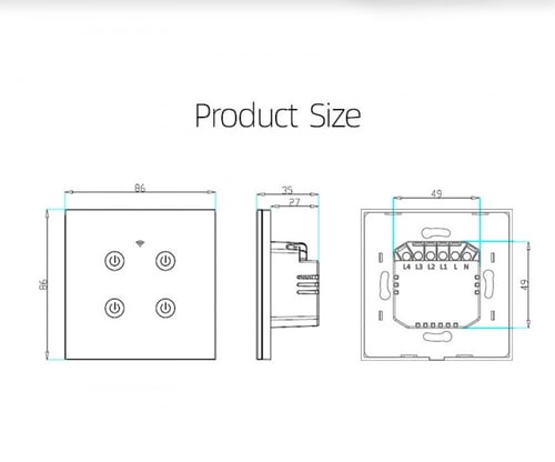 مفتاح لمس احادي ذكي أسود