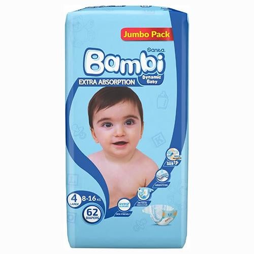 سانيتا بامبي حفائض مقاس 4 عبوة 62 حفاضة