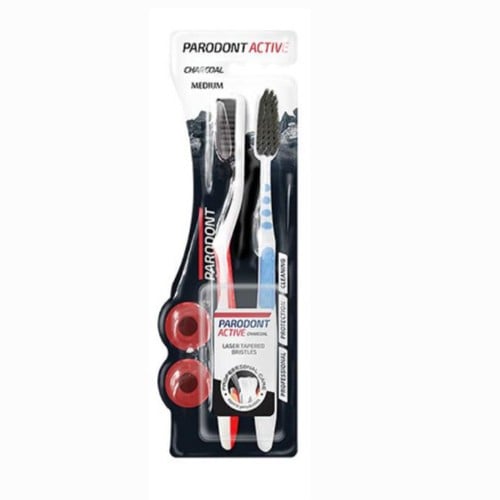 استيرا بارودونت اكتيف فرشاة اسنان بالفحم وسط 2حبة