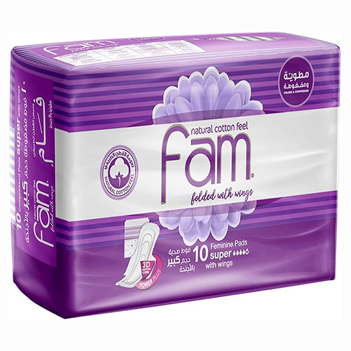 فام فوط صحية سوبر - مضغوطة ومطوية , كبير بالاجنحة...