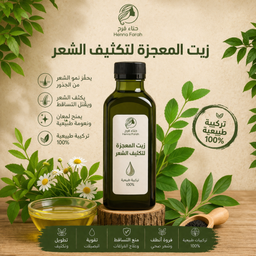 زيت المعجزة لتكثيف وتطويل وتنعيم الشعر