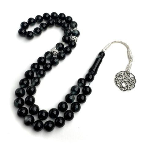 اسود اخضر مضيء - طربزونة وفواصل فضة