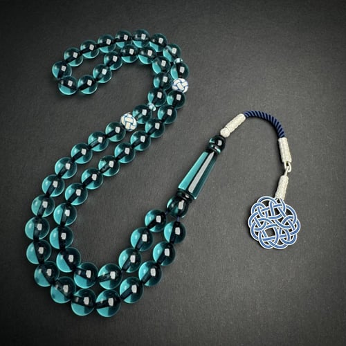 تركوازي بتخريم اسود - طربزونة وفواصل فضة