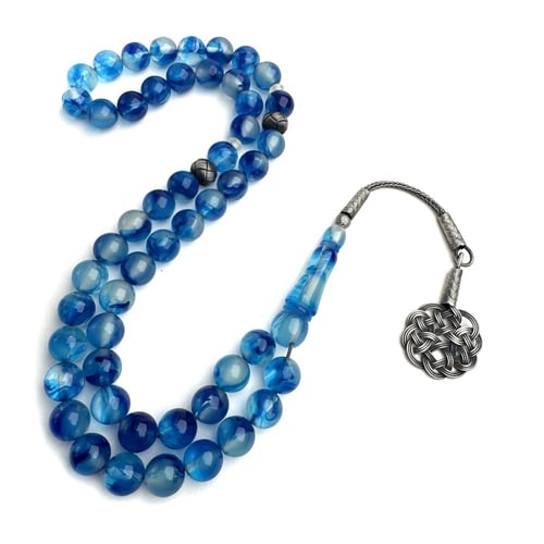 ازرق مضيء فاتح - طربزونة وفواصل فضة