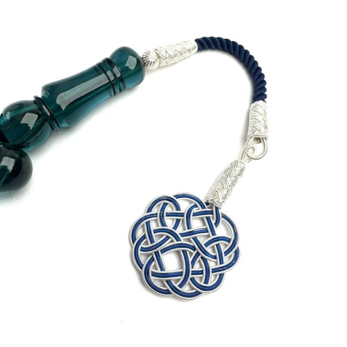 تركوازي 11م - طربزونة وفواصل فضة خيط ازرق