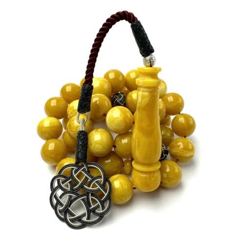 أصفر راهي بعنابي - طربزونة وفواصل فضة