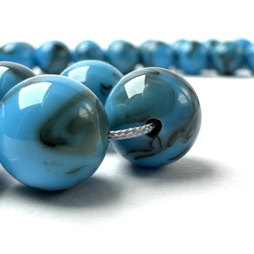 فيروزي غامق برمادي - طربزونة وفواصل فضة