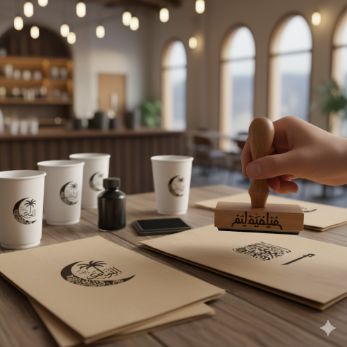 ختم خشبي للاكياس والاكواب