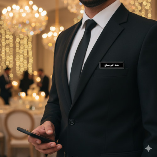 بروش أسم اسود مع حفر ليزر