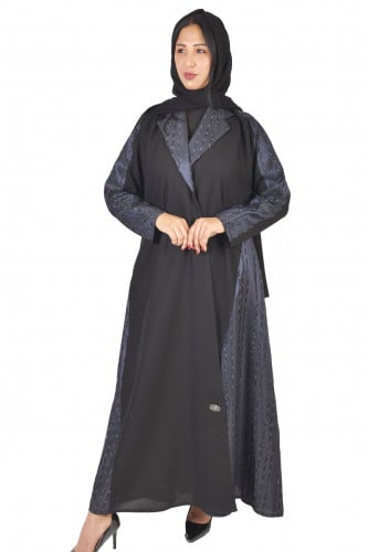A-line abaya with subtle striped lines