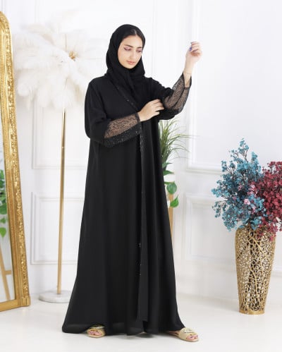 Unique lace detail abaya