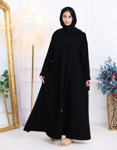 Front zip abaya with flared design
