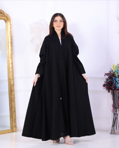 Abaya with embroidery and flared