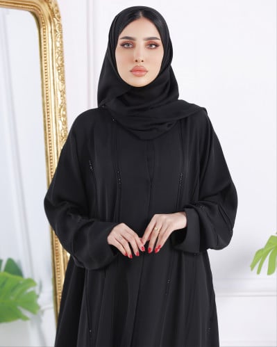 Abaya double wide lines with crystal