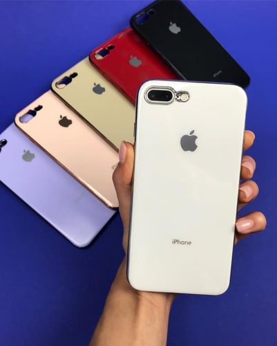 كفر ايفون أبيض شبيه الزجاج