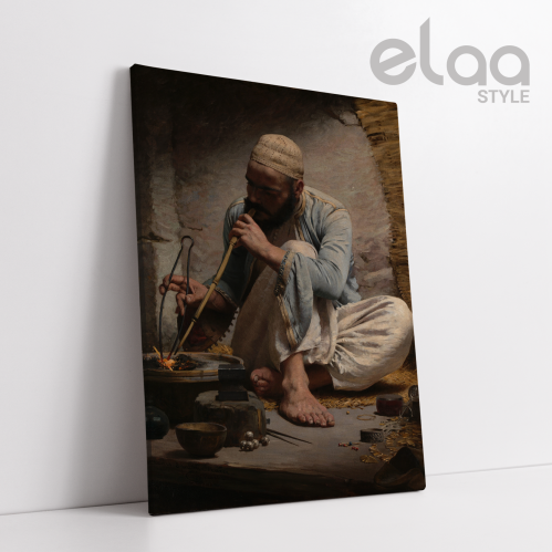 لوحة جدارية رجل يدخن النرجيلة