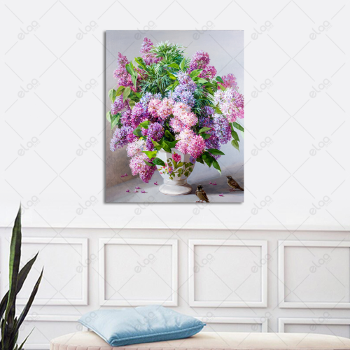 Abstract art painting of roses in a vase