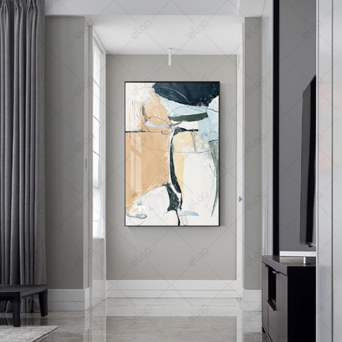 (MDF) لوحة فن تجريدي بخليط من الالوان بخلفية بيضاء