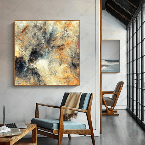 (MDF) لوحة فن تجريدي بقع فنية زاهية باللوان مختلفة