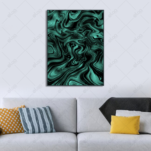Abstract art painting in green and black