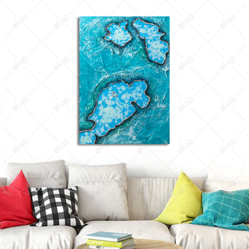 Abstract art painting in blue