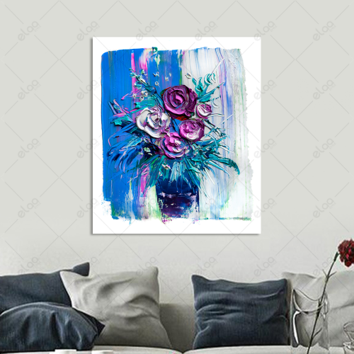 Abstract art painting of flowers drawn