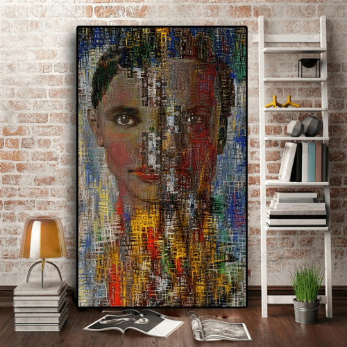 (MDF) لوحة فنية عرض ثلاثي الأبعاد وجه رجل وامرأة