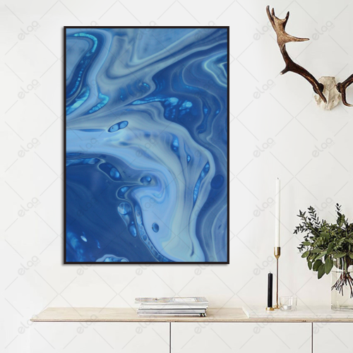 Abstract art marble board in blue color