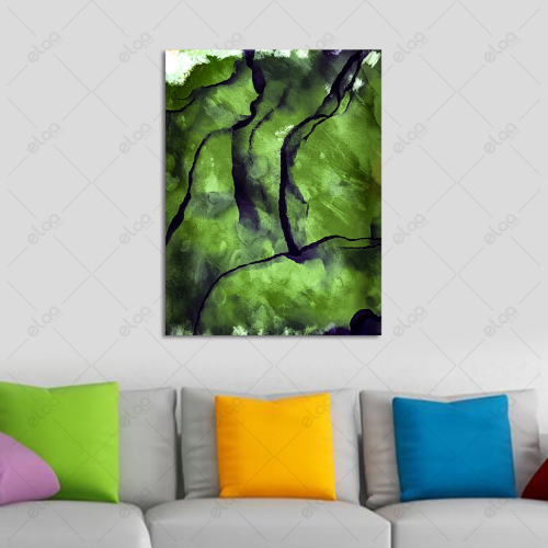 Abstract art painting in black and green