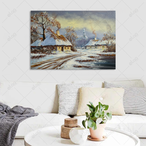 Abstract art painting of streets and houses of the...