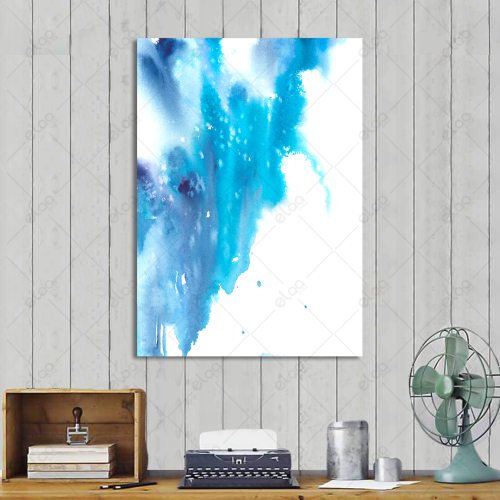 Abstract art painting in blue on white paper