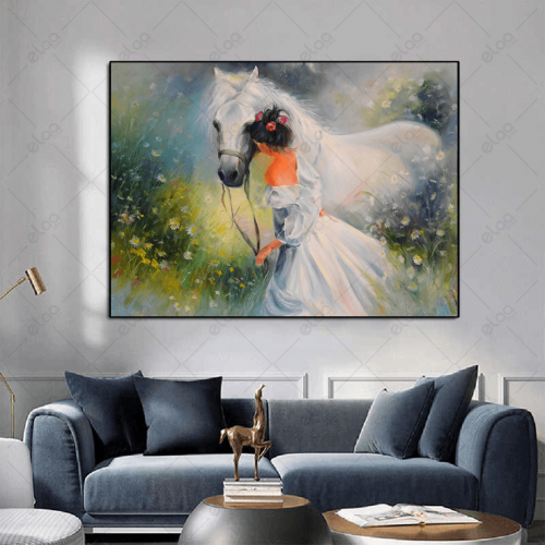 (MDF) لوحة فنية امرأة مع الحصان