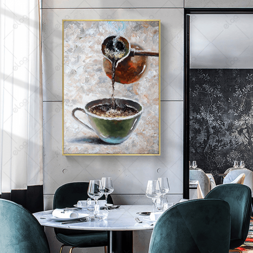 (MDF) لوحة فن تجريدي فنجان و إبريق القهوة التركية