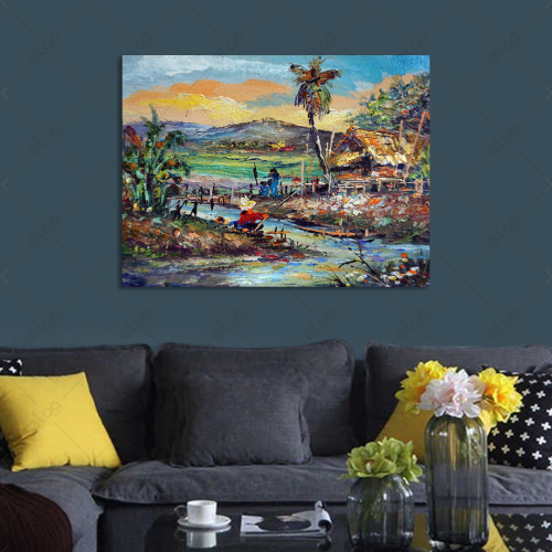 Abstract art painting Rural Thailand